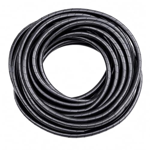 15M Spiral Cable Wrap – 6mm Black Flexible Cable Tidy Tube, Wire Management Sleeve for Desktop, PC, TV, Audio, Ethernet, Mouse & Data Cables, DIY Cut-to-Length Organizer for Home & Office