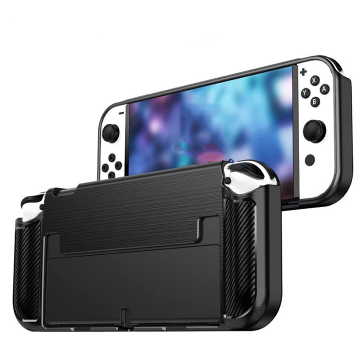 Protective Case for Nintendo Switch OLED Model-Protective Heavy Duty Cover Case for Nintendo Switch with Shock-Absorption and Anti-Scratch (Black)