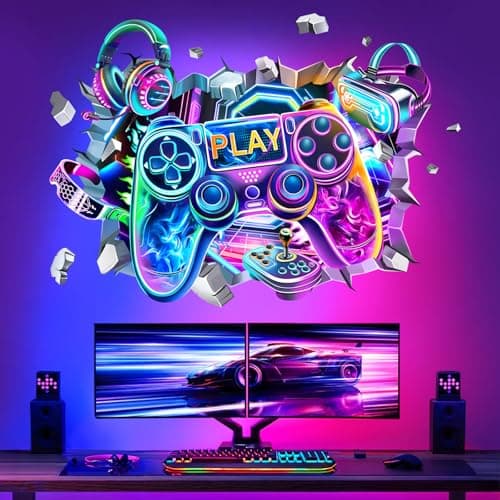 decalmile 3D Game Video Gaming Gamer Controller Boys Wall Decals Stickers