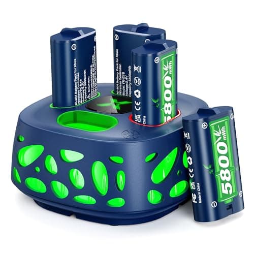 5800mWh Rechargeable Battery for Xbox One/Xbox Series S/X, 2.5H Fast Charging Station 10 Colors RGB Modes, 4 x 5800mWh Batteries for Xbox Series S/X/Xbox One/S/X/Elite Controller Accessory Kits