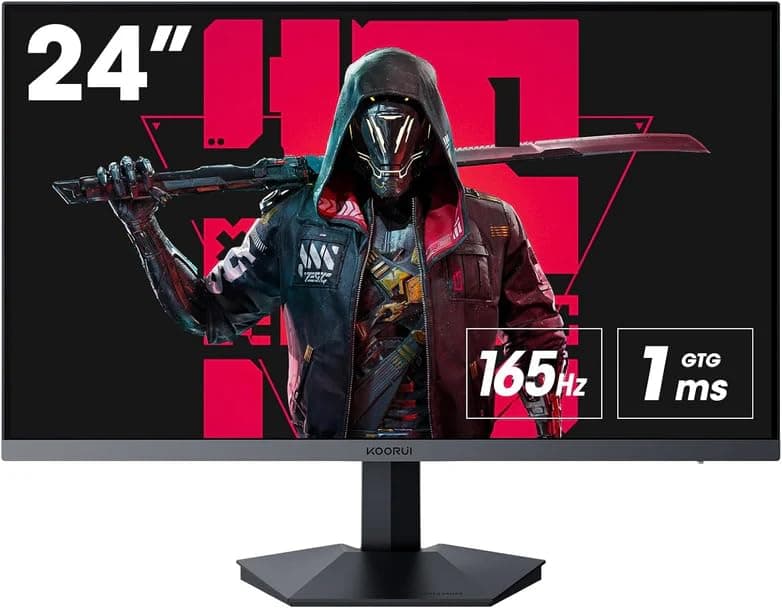 KOORUI 24 Inch Gaming Monitor, 165Hz, FHD 1080p, 1ms, IPS, Adaptive Sync, HDMI/DP, Tilt Adjustable, Eye Care, VESA Wall Mountable