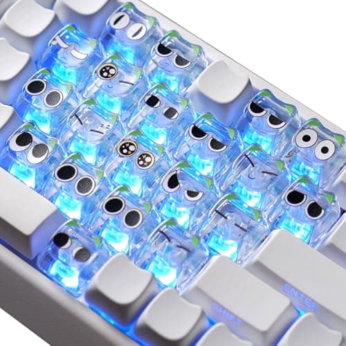 Wkldjf MAO Profile Luoxiaohei & Heart Transparents Keycaps 21 Set for Customs Mechanical Keyboards PC Materials Glow Through Glow in Dark Luoxiaohei Heart Keycaps