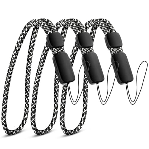 Empire Hand Wrist Strap Lanyard, Adjustable Lanyard Wrist Strap for Car Keys, Cameras, GoPro, Keychain, Phone, Portable Gaming Consoles & More (Pack of 3 - Black & White Finger Strap)