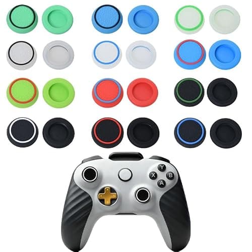 Vmoomax Controller Thumb Grips,24 Pcs Silicone Analog Stick Thumb Grip Caps,Non-Slip Joystick Controller Cover with Convex & Concave Design Compatible with PS4 PS5 Xbox Controllers
