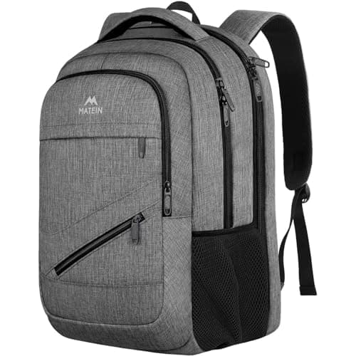 MATEIN Laptop Backpack, 17 Inch Large Backpack for School, Travel, Work | Large Travel Rucksack Water Resistant Laptop Bag Business Work, Lightweight Anti Theft TSA Rucksack for Men Women, Grey