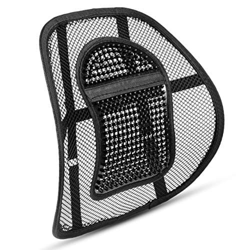 ABN Finest Lumbar Support for Office Chair Car Seat Back Support Driving Back Rest Backrest Cushion Lower Back Pain Mesh - Ergonomic Portable Breathable Gaming Massage Beads Comfort Black
