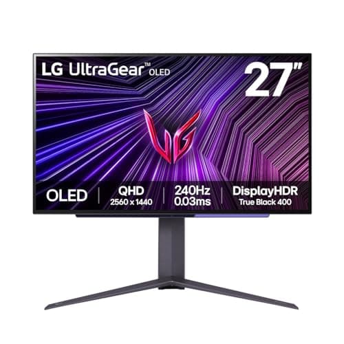 LG UltraGear OLED Gaming Monitor 27GS95QE, 27 inch WOLED, 1440p, 240Hz, 0.03ms Response Time, HDR 10, NVIDIA G-Sync compatible & AMD FreeSync, RGB LED lighting, DisplayPort, HDMI Black