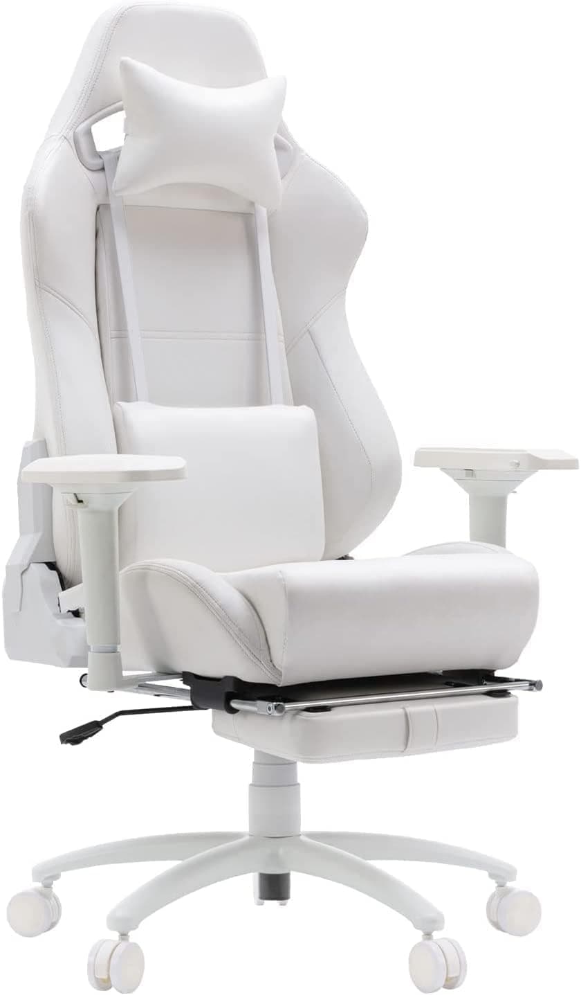 Homracer Gaming Chair,Office chairs for home, Ergonomic Office Chair with Footrest and Lumbar Support,Gaming Chairs for Adults,Adjustable Desk Chair with 360°- Swivel Seat For Man Women,Gift(white)