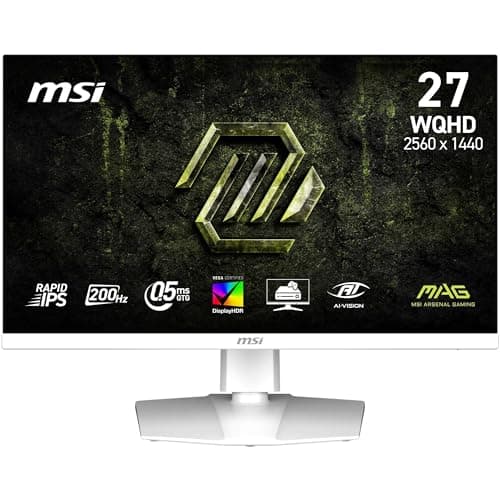 MSI MAG 274QRFW E20 27-Inch Gaming Monitor, 2560x1440, WQHD Rapid IPS, 200Hz, 0.5ms, DisplayHDR 400, Eye Care, AI Vision, HDMI 2.0b, DP 1.4a, Frame-Less, Vesa Mount, White
