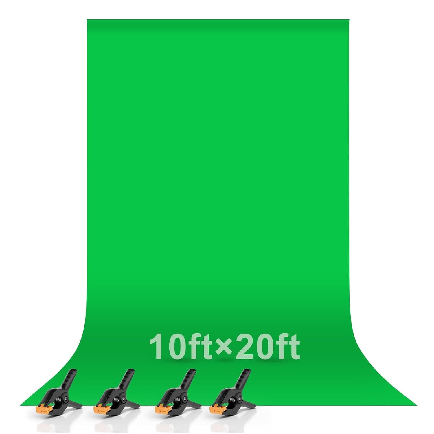 EMART Green Screen Backdrop 3x6m, Greenscreen Background for Photo | Polyester Green Screen Fabric Cloth, Large Greenscreen Sheet with 4 Spring Clamps, for YouTube Zoom Meeting Video Studio