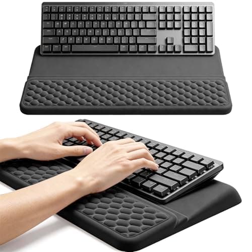 Purecas Ergonomic Keyboard Wrist Rest with Stand – 2-in-1 Memory Foam Support Pad & Keyboard Riser for Typing, Wrist Pain Relief, Non-Slip Desk Tray for Office, Home Working & Gaming Setup(Black)