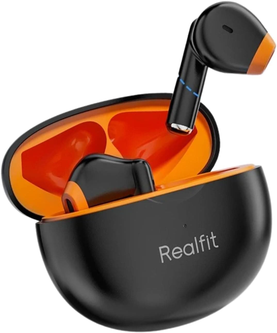 Real-fit F2 Wireless in Ear Earbuds - True Wireless TWS | Noise Cancelling 4 Mic with Smart Ambient, Gaming Headset, HiFi Stereo 360°, Touch Control, Type-C Charging, Up to 28h Playback (Black)