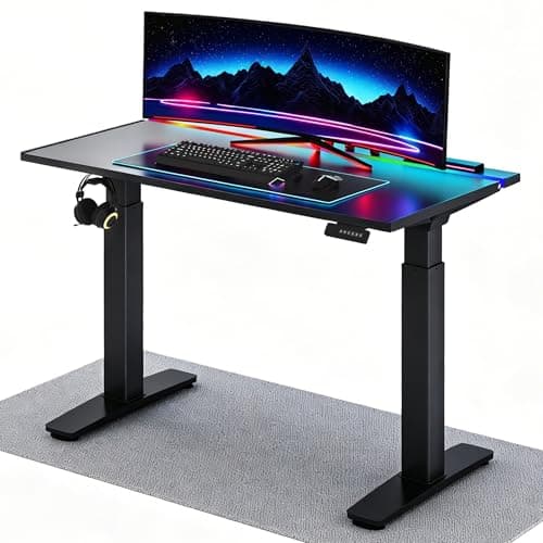 FLEXISPOT Electric Standing Desk with RGB LED Lights, Dual Motor Height Adjustable Gaming Desk with Memory Presets, Ergonomic Sit Stand PC Desk with Cable Management for Home Office Gaming (Black)