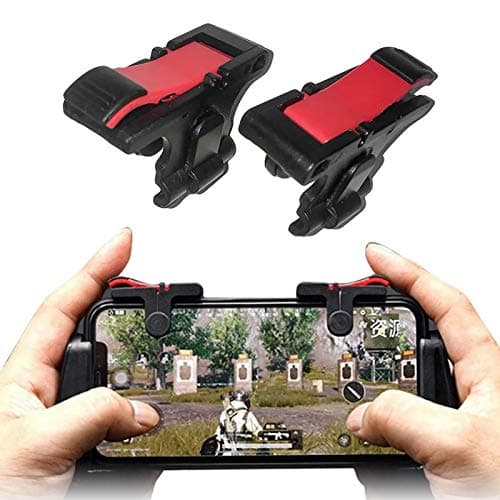 1 Pair Mobile Game Controller Gamepad for PUBG Mobile/Fortnitee Mobile/Call of Duty Mobile, Mobile Game Trigger Joystick Gamepads for iPhone/Android, Sensitive Shoot and Aim L1R1 Triggers Black