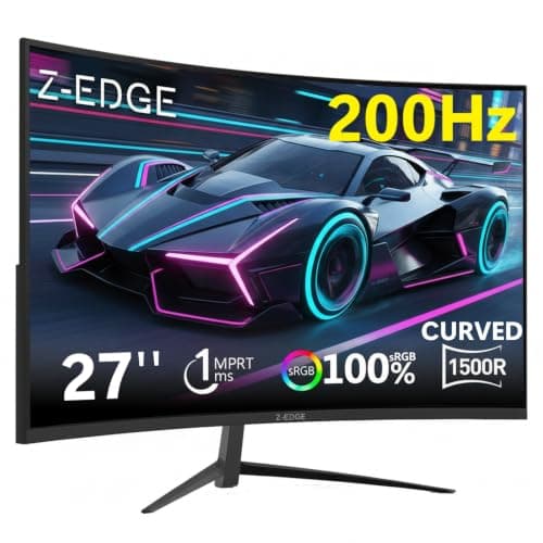 Z-Edge 27 Inch Curved Gaming Monitor 200Hz 1ms 1500R VA 1080P HDMI DP Black