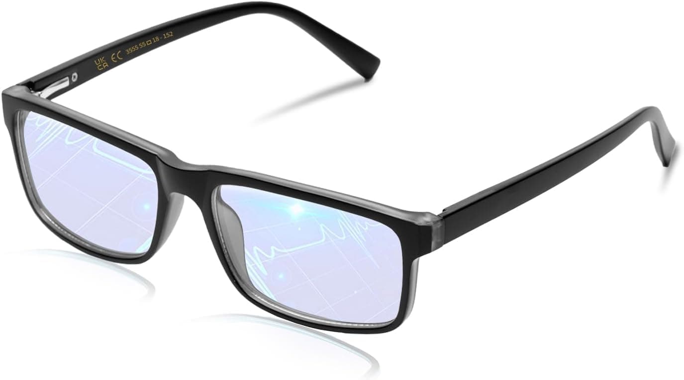 VMJFBJ Blue Light Blocking Glasses For Men/Women Anti-Fatigue Computer Monitor Gaming Improve Sleep Reduce Eye Strain Gamer Glasses | Clear Amber Lens, 23g Lightweight, Spring Hinges, Screen Comfort, Everyday Wear