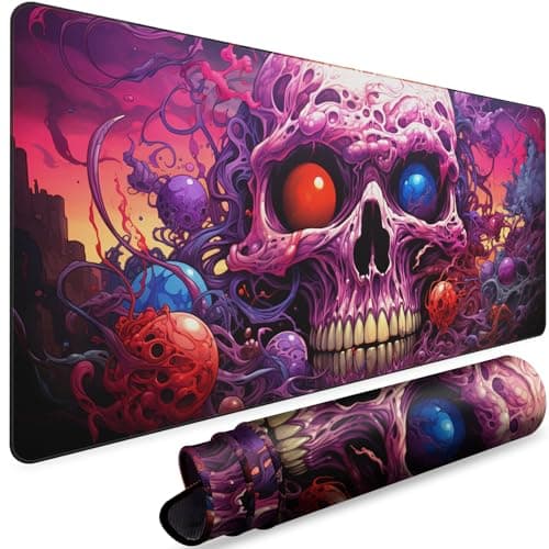 NiHome Large XL Gaming Mouse/Keyboard Pad 35.4'' x 15.7'', Full Desk Protector Mat W/Anti-Slip Rubber Base for Home Office (Skull)