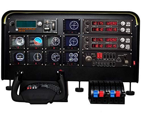 Meza - Cockpit Simulator Panel Kit, Pre-Cut Flight Sim Mounting Set Compatible with Logitech Yoke, Throttle Quadrants, Honeycomb Yoke and Logitech Flight Panels, LED Light Bar, 30 x 20 x 4 Inch