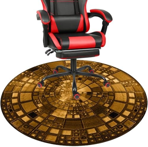 Heavy Duty Gaming Chair Mats for Carpeted and Hardwood Floor Round Office Computer Desk Chair Mat 70 cm Floor Protector for Gaming Chair with Anti-Slip Backing, Under Desk Low Pile Gaming Rug