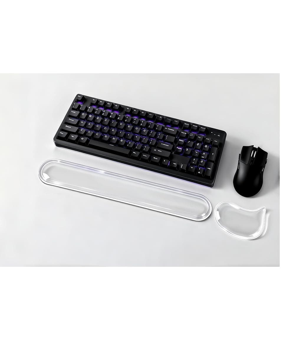 TAODICO Clear Gel Keyboard Wrist Rest with Mouse Pad Wrist Support, Ergonomic Wrist Rest for Computer Keyboard and Mouse, Non-Slip Cooling Keyboard Pad for Office, Gaming & Laptop (Transparent)