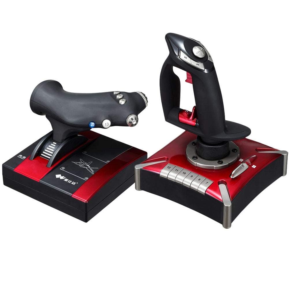 N/R Flight Control System, HOTAS PC Game PXN-2119II USB Interface Computer Game Flight Joystick with Vibration Controller, Compatible with Windows XP Vista 7 8 10