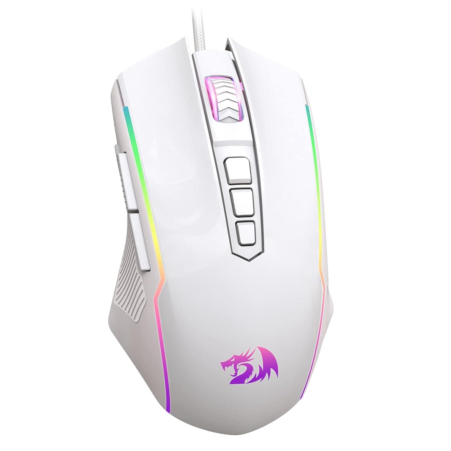 Redragon Gaming Mouse, RGB Gaming Mouse Wired with 9 Programmable Macro Buttons, Chroma RGB Backlit, 8000 DPI Adjustable, PC Gaming Mice with Fire Button for Windows/Mac, White