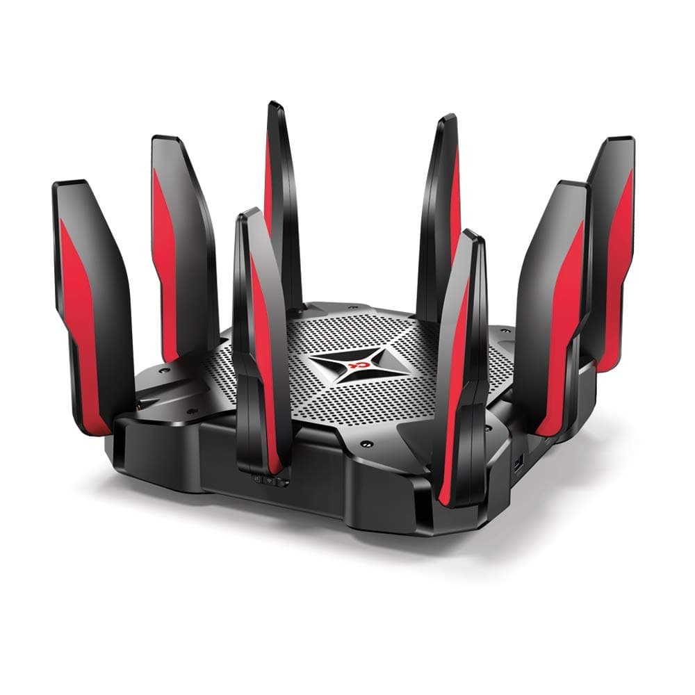 TP-Link AC5400 MU-MIMO Tri-Band Gaming Router, 8× Gigabit LAN Ports,1.8 GHz 64 Bit Quad-Core CPU, 2× USB 3.0 Ports, Ideal for Gaming Xbox/PS4/Steam and 4K, Compatible with Alexa (Archer C5400X)