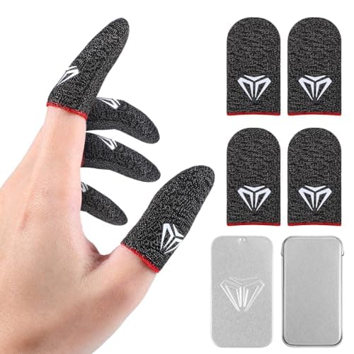 Gjinxi Thumb Sleeves for Mobile Gaming, 4 PCS Silver Fibre Touch Screen Finger Sleeves, Ultra Thin Anti Sweat Thumb Sleeve Finger Covers Phone Tablet Touchscreen Fingers Gloves Protectors
