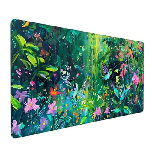Gaming Mouse Pad Large Size (1000 x 500mm) Desk Mat, Washable Large Mouse Mat, Mousepad with Anti-Slip Rubber Base, Extended Mouse Pad for Office & Home Mouse Mat, XXL Mouse Pad (Green, Leaves) 0-S