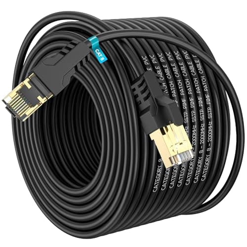 YSONG Cat 8 Ethernet Cable 30M, High Speed 40Gbps 2000Mhz Internet Cable, Lan Cable with Gold Plated RJ45 Connector,Weatherproof Outdoor&Indoor,for/PC/Modem/Router/Gaming, Faster Than Cat7/Cat6/Cat5
