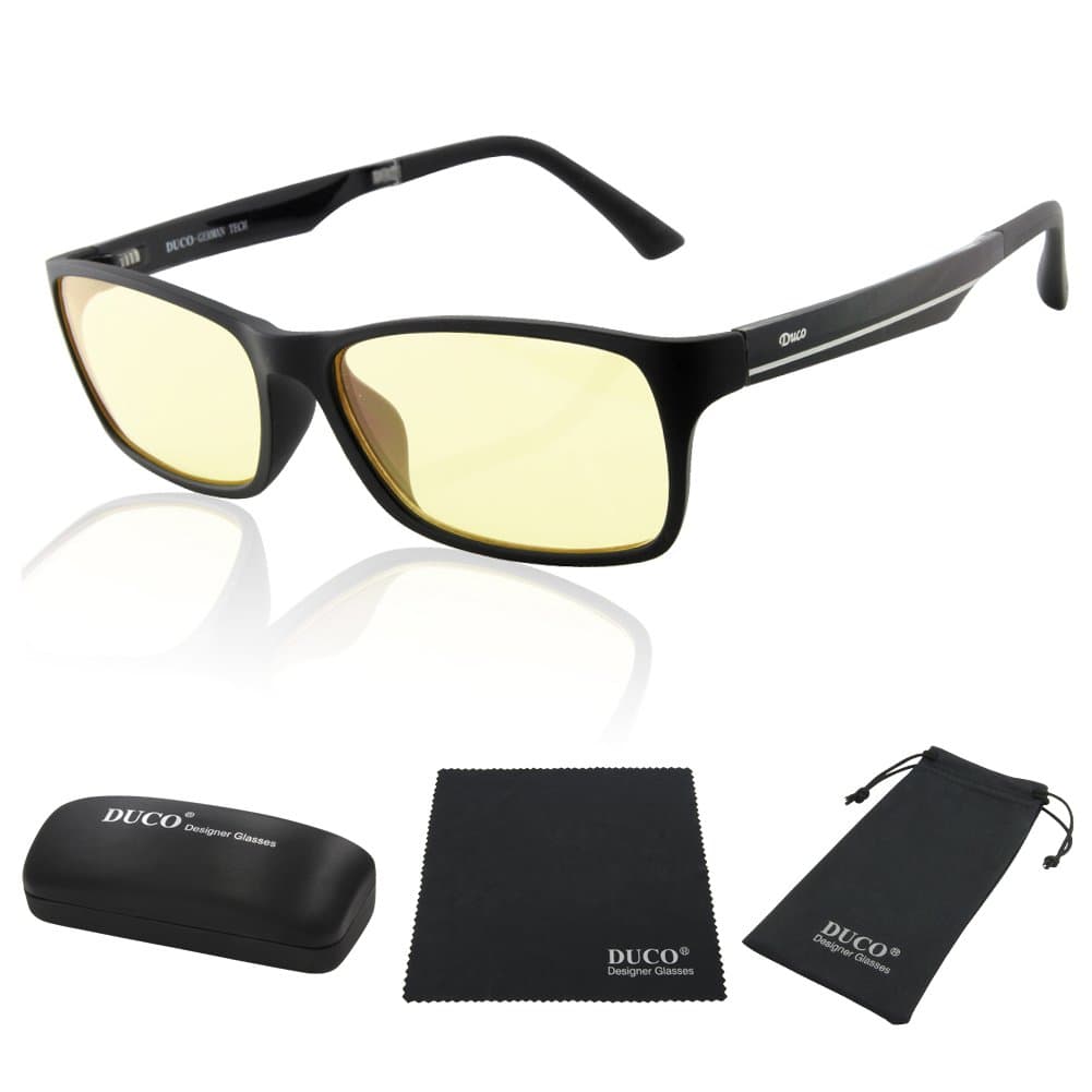 Duco Gaming Glasses for Blue Light Blocking Computer Glasses for Deep Sleep - Digital Eye Strain Prevention 223 Black