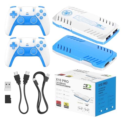 X10 PRO Retro Game Stick with 50000+ Games, 4K HDMI HD Plug and Play Game Stick with 2 Controllers, Support 50+ Simulators, 2 Player Battle (Style 1)