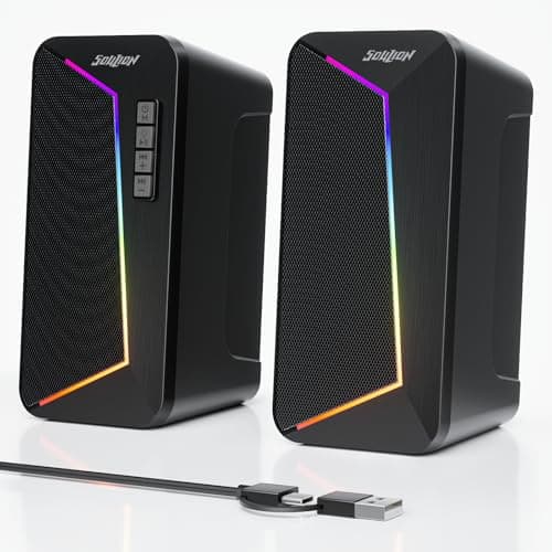 SOULION PC Speakers USB/USB C, Wired Computer Speaker with Bluetooth & LED