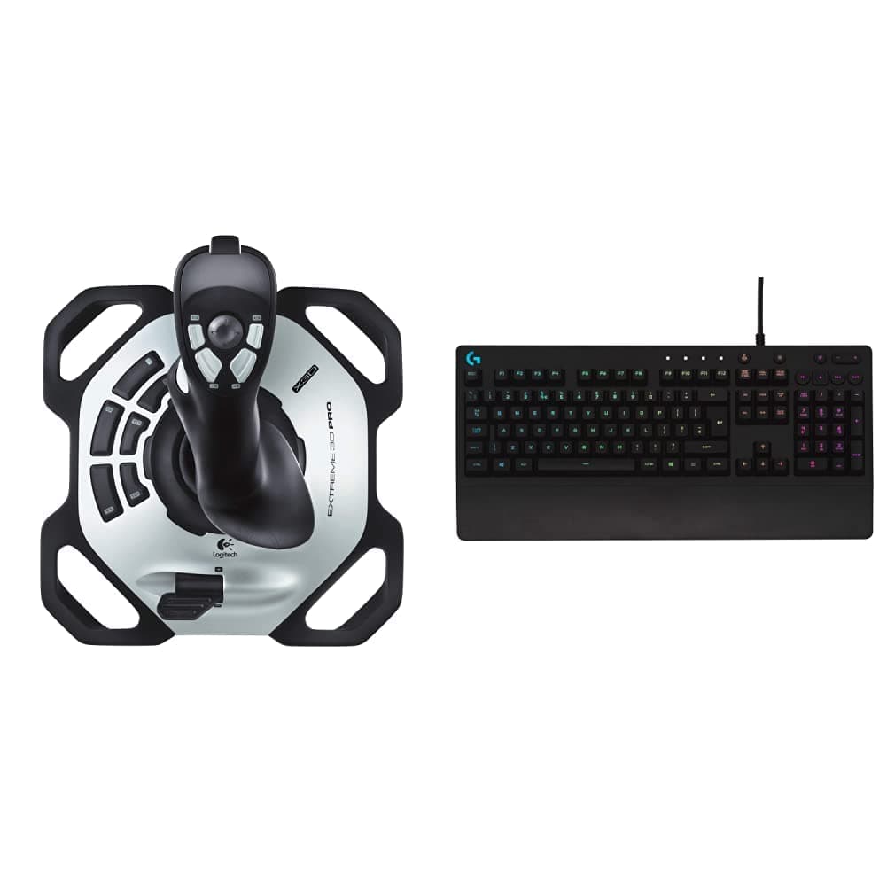 Logitech G Extreme 3D PRO Joystick, 12 Programmable Buttons, 8-way Hat Switch, Stable, Weighted Base, Rapid-fire Trigger, USB, PC - Black/Silver