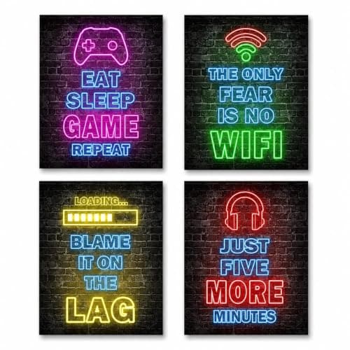 ZALAOR 4PCS Gaming Posters for Boys Bedroom, Canvas Wall Art 8 x 10 in