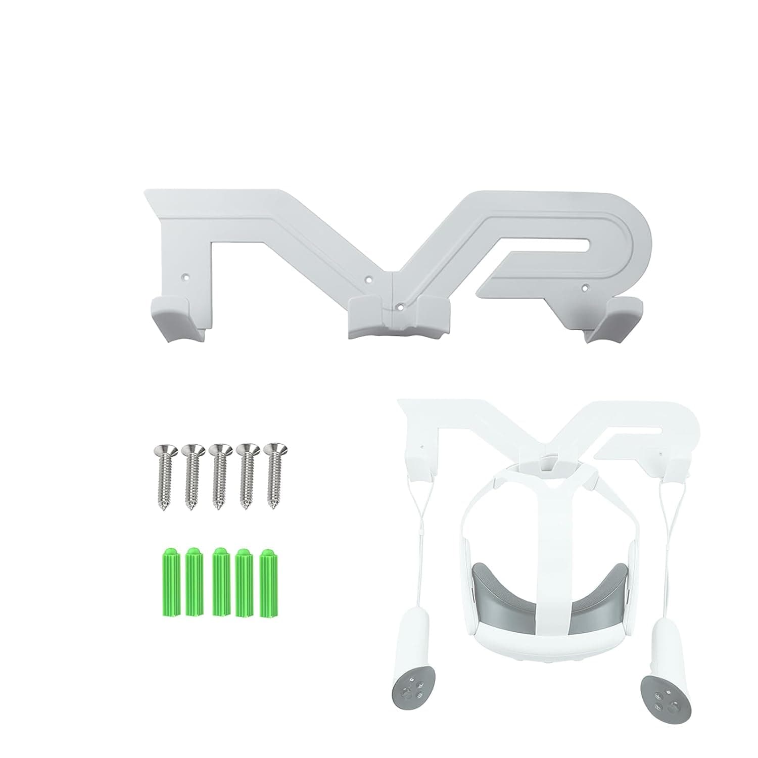 VR Wall Mount Hanger Bracket Compatible for Meta Quest 3 Headset Touch Controller Storage Rack Holder Display Accessories for Meta quest 1/quest 2, Pico 4, Valve index (White)