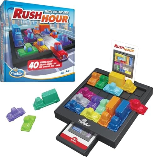 ThinkFun Rush Hour Logic Puzzle Game for Kids and Adults, Traffic Jam Brain Challenge with 40 Challenges, 1 Player, Ages 8 Years and Up