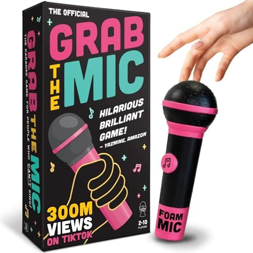 Grab The Mic - Award Winning Karaoke Party Game for Bad Singers w Foam Mic