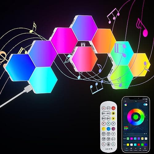 PUMPKINS Hexagon LED Lights, 10 Pack RGB Hex Wall Light, Panel Size 8 cm