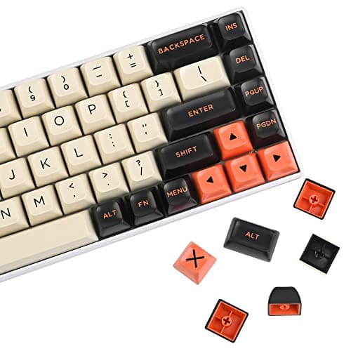 Owpkeenthy Retro Carbon Keycaps SA Profile 150-Key Custom Doubleshot ABS Key Caps Set with Split Spacebar for US and UK Layouts Mechanical Gaming Keyboard(ASA/Carbon)
