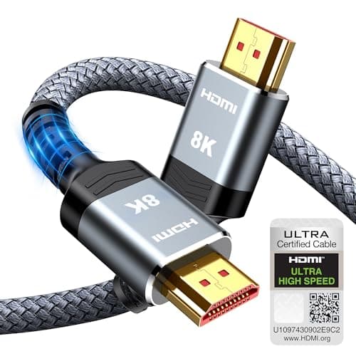 Snowkids 10K 8K HDMI 2.1 Cable 2M Certified, 48Gbps Ultra High Speed HDMI