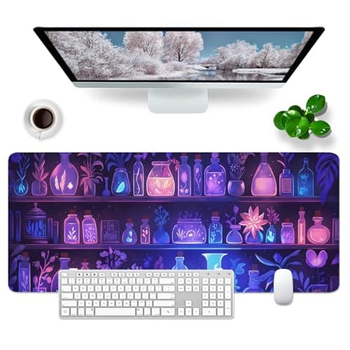 Purple Desk Mat Cute Large Gaming Mouse Mat Women Keyboard Mouse Pad XL Desk Pad Kawaii Office Accessories (Magic - Purple)
