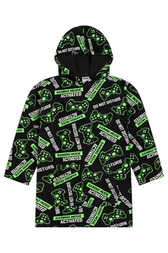 ThePyjamaFactory Boys Do Not Disturb - Gaming Mode Activated Fully Lined Luxury Gaming Fleece Hoodie, Oversized Fleece Blanket Hoody For Kids Black