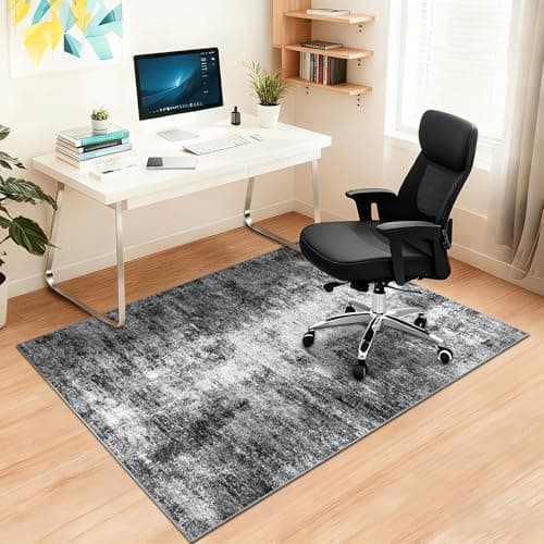 Capslpad Office Chair Mats for Hardwood Floor 120x150cm Non-Slip Modern Abstract Home Multi Purpose Chair Mat Low Pile Floor Protectors Computer Chair Carpet Mat for Tile Laminate Rolling Chair, Black
