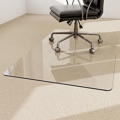 EASLY 36"X46" Chair Mat for Carpet-Office Chair Mat Tempered Glass for Home | Tempered Glass Floor Mat for Home/Office/Carpet Clear Computer Floor Mat - with 4 Anti-Slip Pads