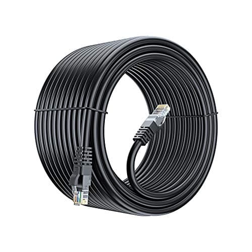 Maximm Cat 6 Ethernet Cable, 100 Ft, Black, Round LAN Patch Cable, RJ45