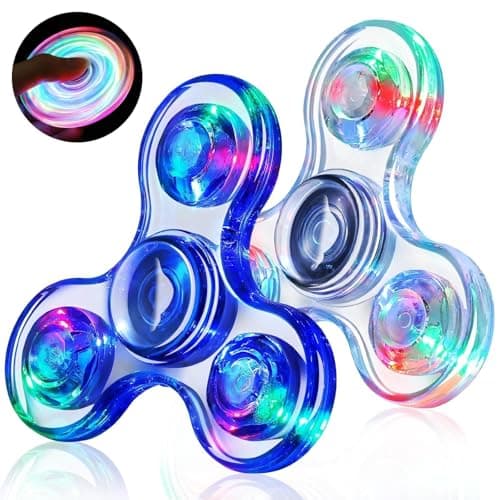Light Up Fidget Spinner 2 Pack, Kids Fidget Toys Glow in the Dark Fidgets