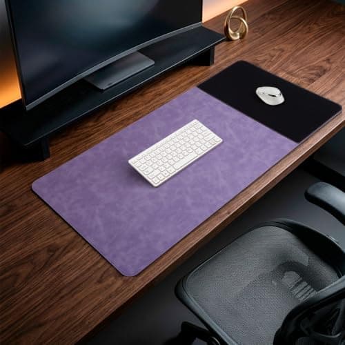 HAUTOCO Cork Desk Mat 91.5cmX43cm, Distressed PU Leather & Cloth Desk Pad