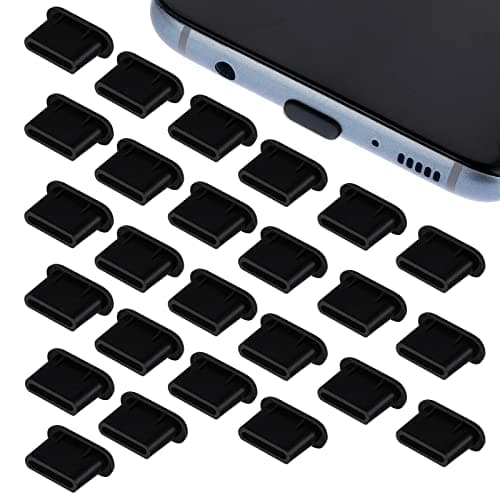 Giantree 25Pcs Dust Plug Set Black Silicone USB C Earphone Hole