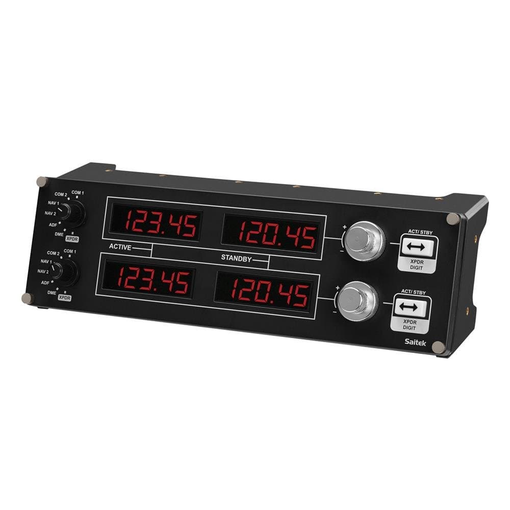 Logitech G Saitek Pro Flight Radio Panel | Professional Simulation Radio Controller, 4 Separate Led Displays, Modular and Customizable, USB, PC - Black